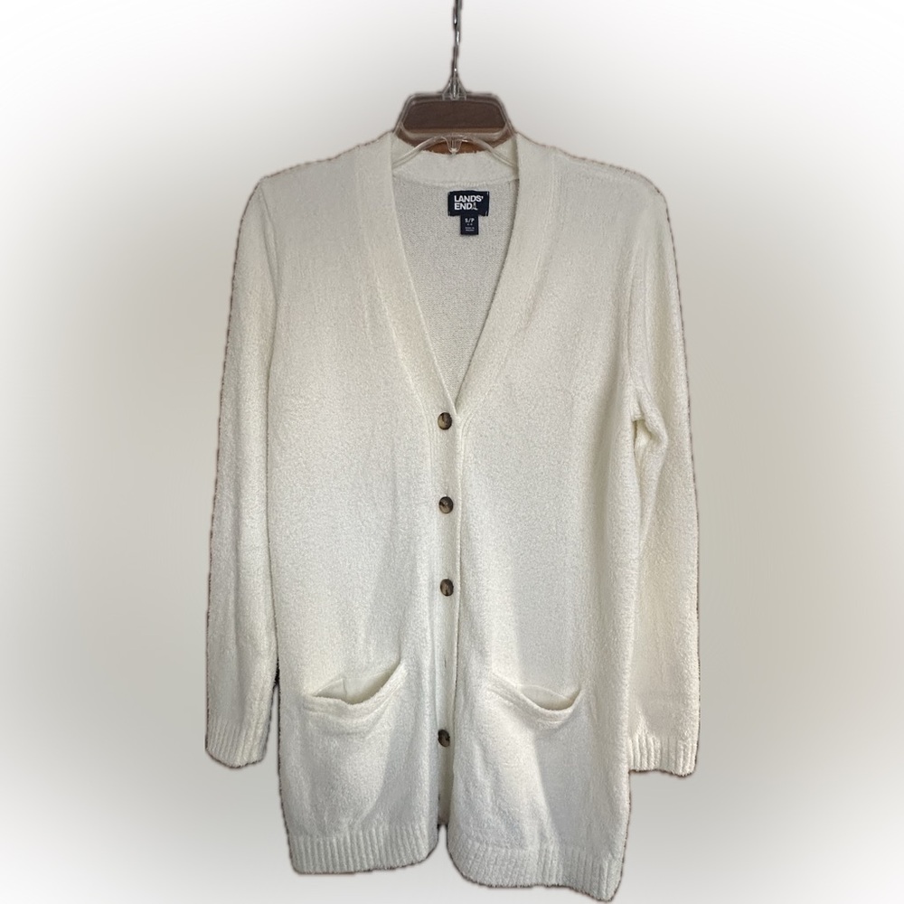Lands' End Women's Classic Cream Cardigan